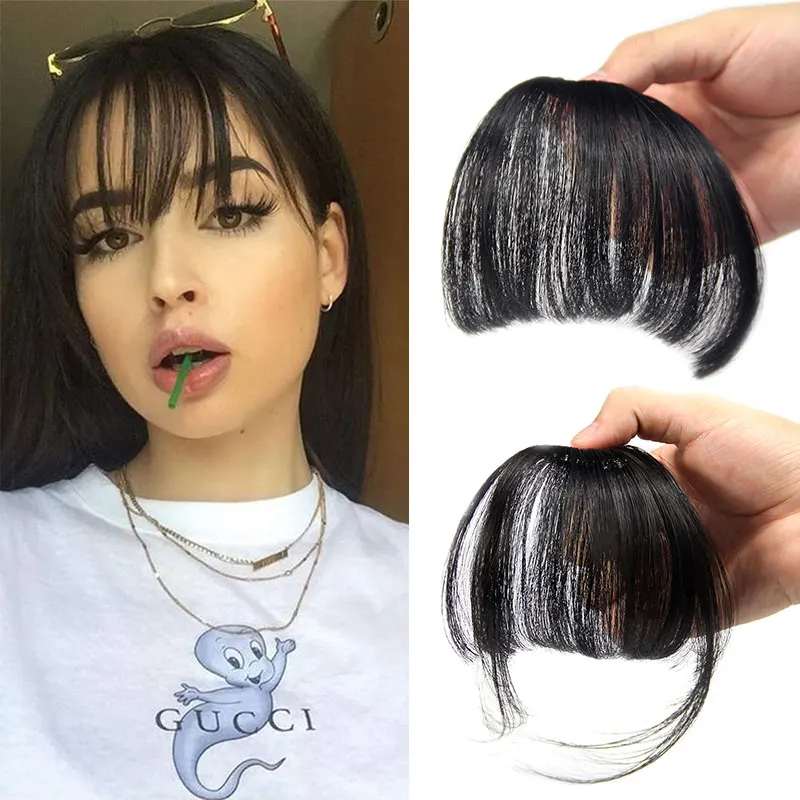 

human fringe hair clips for girls, cheap price hair extension clip in hair, straight human hair bangs