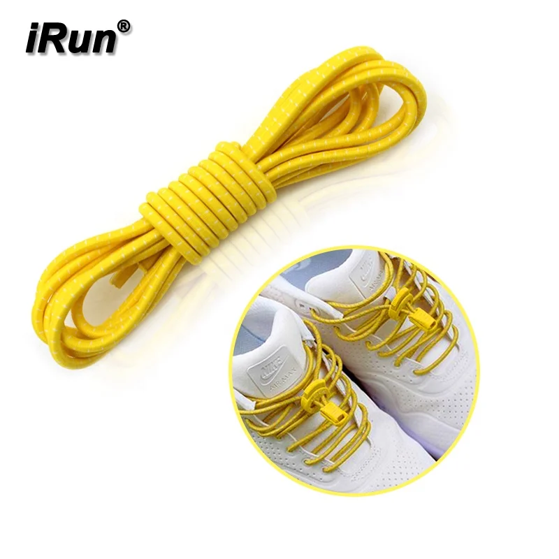 

iRun yellow Elastic Shoe Laces for Kids No Tie Shoelace Lock Lace No Tie Shoe Laces with custom cord print logo locks