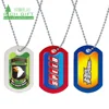 Custom cheap logo laser engraved military dog tag couple shape stamped blank sublimation metal dog tags with chain ball
