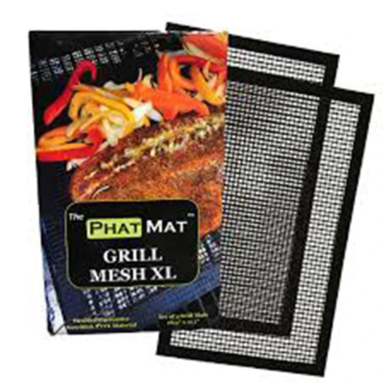 

30*40cm with edge BBQ mesh grilling mat easily cleaned grill mat Non-Toxic grill mesh mat for cookies bread meat roasting, Black,brown