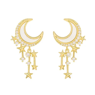 

Trendy Crescent Moon earrings Temperament Fashion Geometric Pendant Earrings Star Earrings for Women
