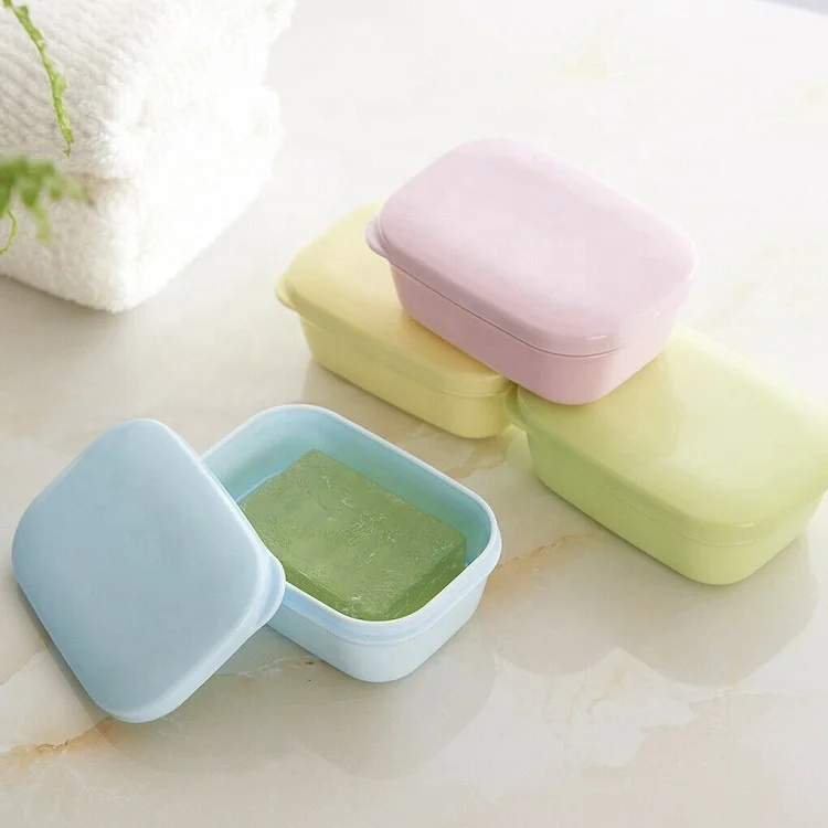 

Amazon Top Seller 2019 Cheap Wholesale Travel Portable Plastic Soap Bar Container with Lid & Drain Layer for Soap Dish Holder