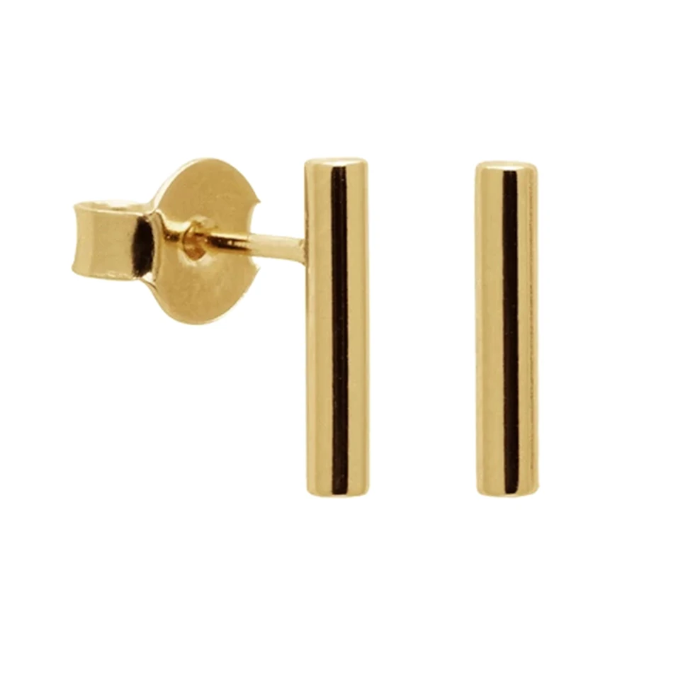 

women fashion jewelry 18k gold vermeil popular jewelry trendy 925 sterling silver Vertical cylindrical stud earrings