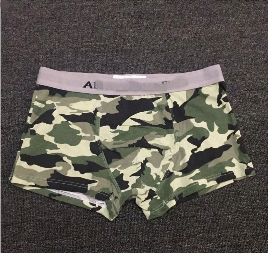 

Brand Letters Style Camo Print Men's Underwear Cotton Breathable Briefs Sports Men Boxer Flat Leggings, Picture