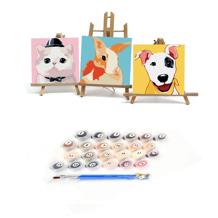 

DIY Paint by Numbers Frame Painting by Numbers Children Cartoon Animals Handpainted Calligraphy Painting Square Picture Artowrk