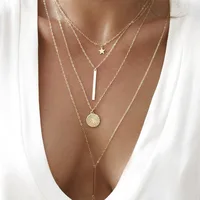 

Fashion Multiple Layers Cross Necklaces For Women Charm Gold Color Chokers Necklace Boho Collares Female Party Jewelry