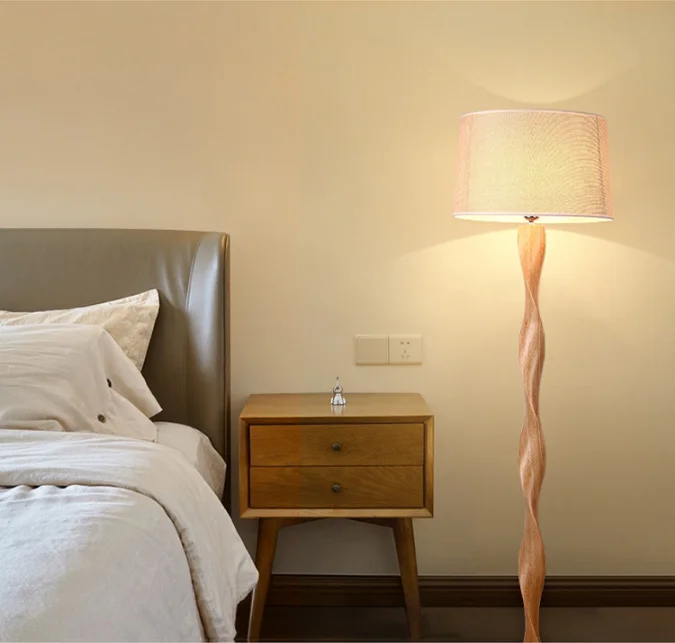 wholesale Nodic simple LED warm cloth  wooden standing floor lamp for living room