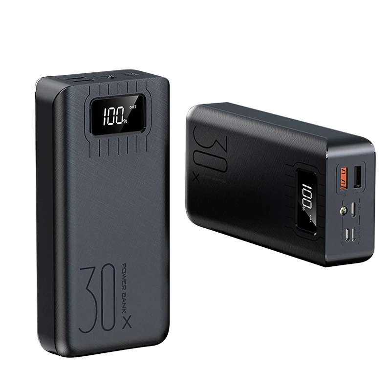 

Custom Logo High Capacity Powerbank 30000mah Outdoor Portable 30000mah Power Bank 30000 mah, Black white red