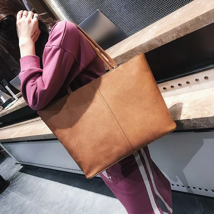 

Wholesale New High Quality PU Texture Handbag Fashion Shoulder Designer Large Capacity Tote Bag Luxury Big Handbag Wholesale, 4 colors