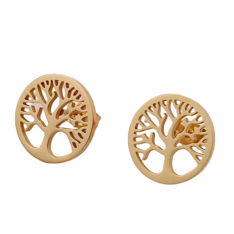 

Charm Necklace simple design 18K real gold chain necklace ring inlaid with diamond Life Tree Necklace stainless steel