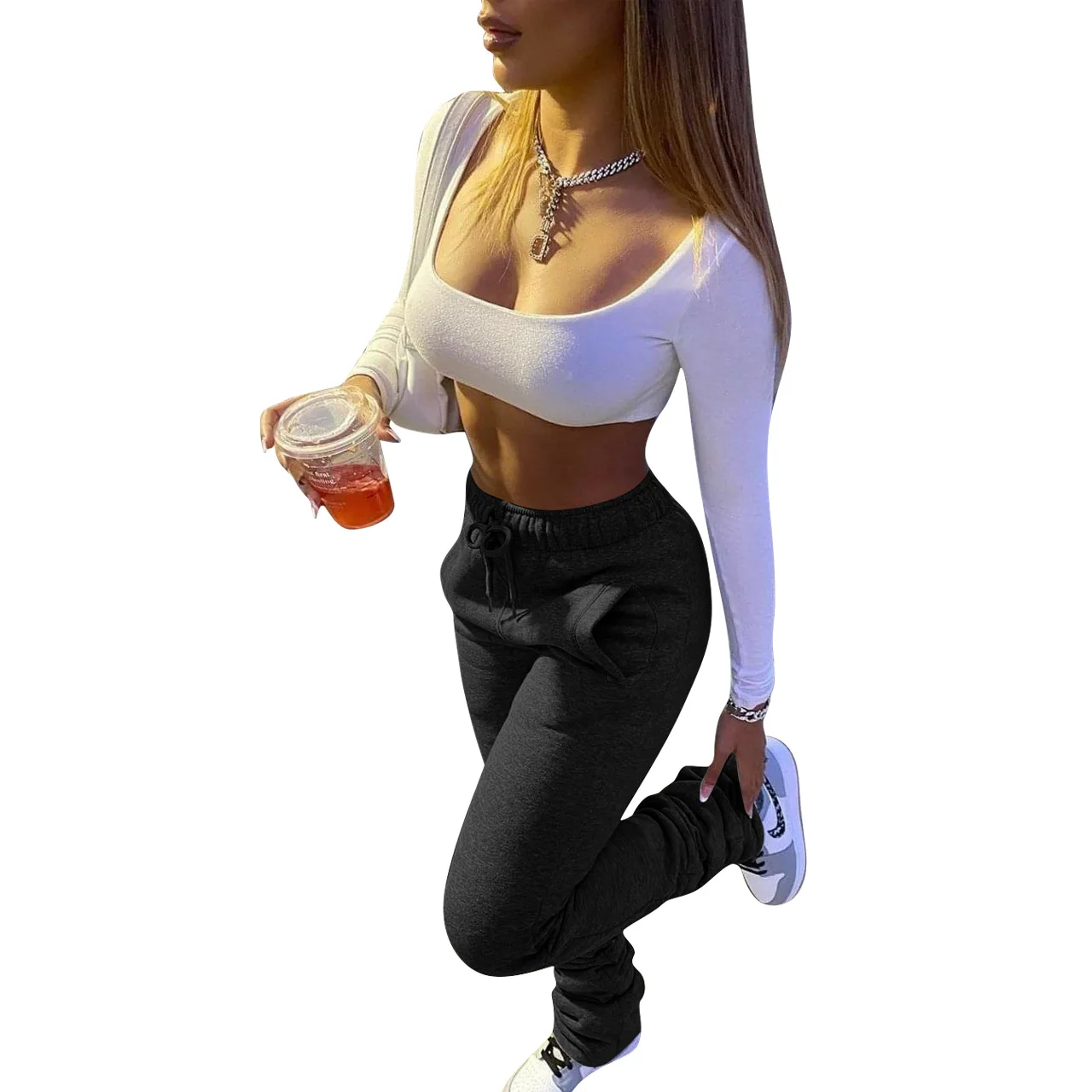 
2020 new custom large size yoga sports pants stacked pants leggings women 