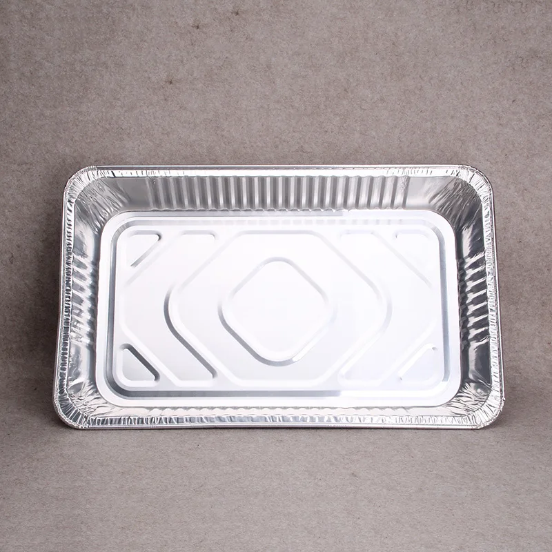 A Large Rectangular Tray Recyclable Disposable Aluminum Foil Serving