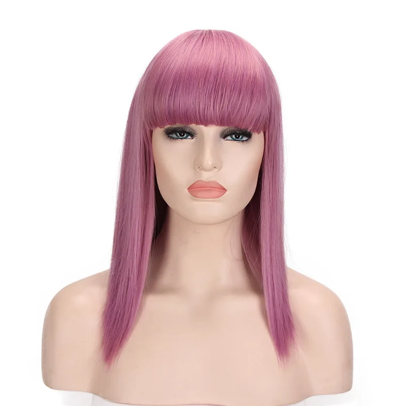 

Film Star Successor Mal Anime Purple Wig Cosplay Qi Bangs Long Straight Hair Cover