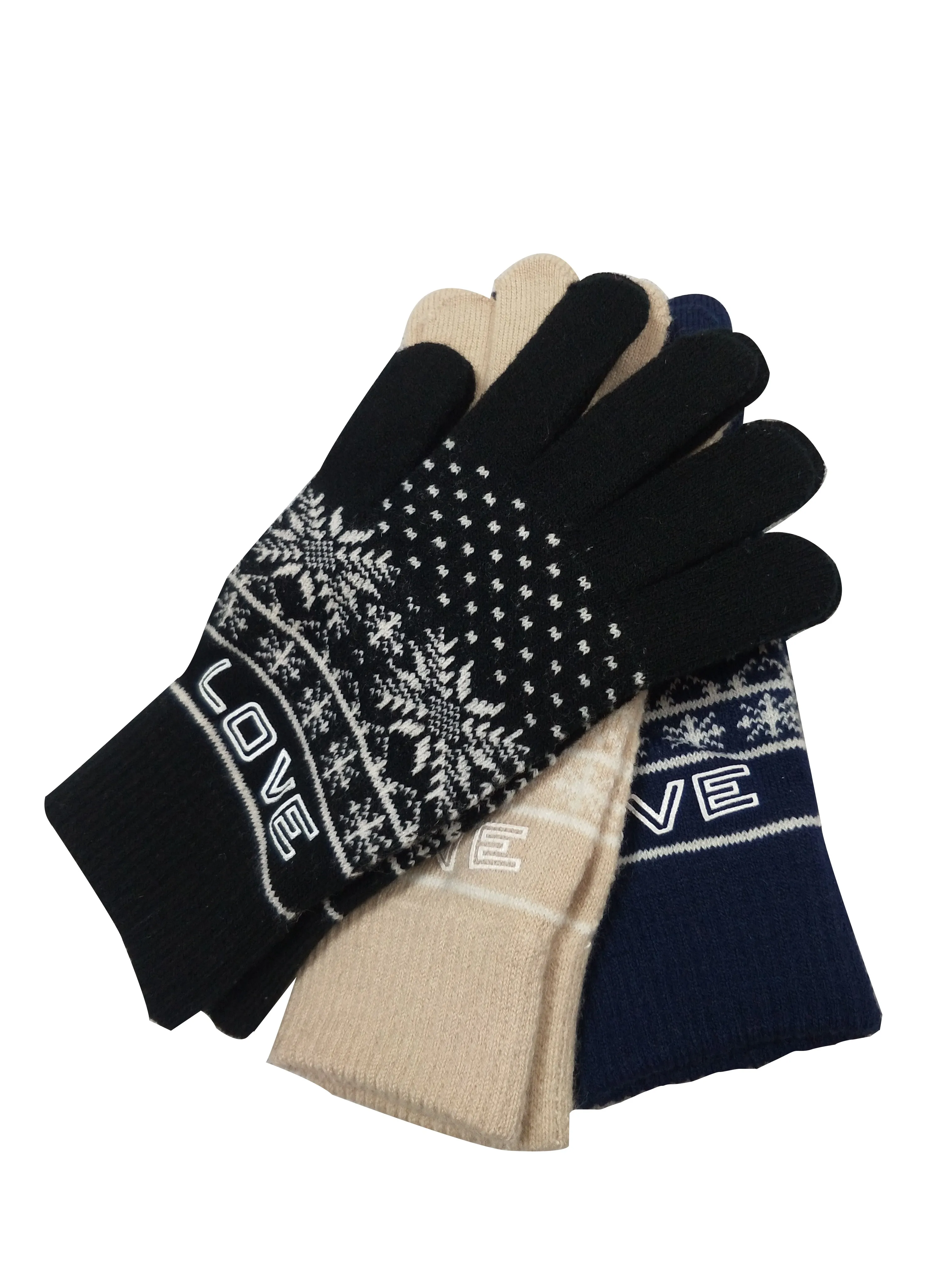 
Hot sale 100%Acrylic Knitted Jacquard pattern customized logo funky fashion warm winter Magic Gloves 