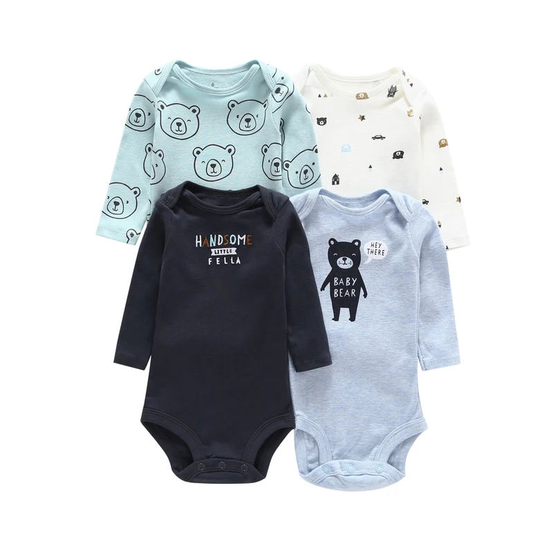 

Multiple Bear Baby Designer Clothes Kids Long Sleeve Bodysuit 5-Pack Baby Romper Boy, Picture shows