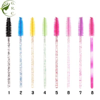 

Crystal glitter handle eco friendly retractable lip gloss eyelash brushes mini pink bamboo silicone disposable mascara wand