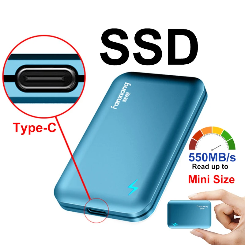 

256GB 512GB 1TB 2TB 2 TB 4TB USB 3.1 Disco Duro Externo Portatil Disque Dur Externe External SSD Solid State Disk Hard Drives, Blue