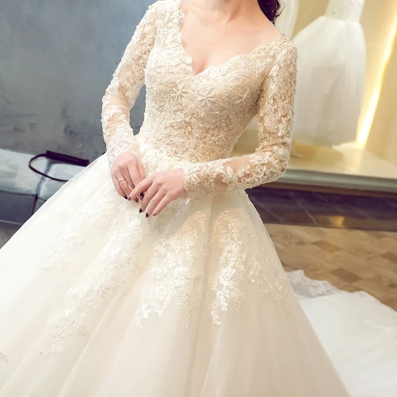 

S49 2021 New Fashion high quality Wholesale bride lace fabric elegant wedding gown dresses bridal, White
