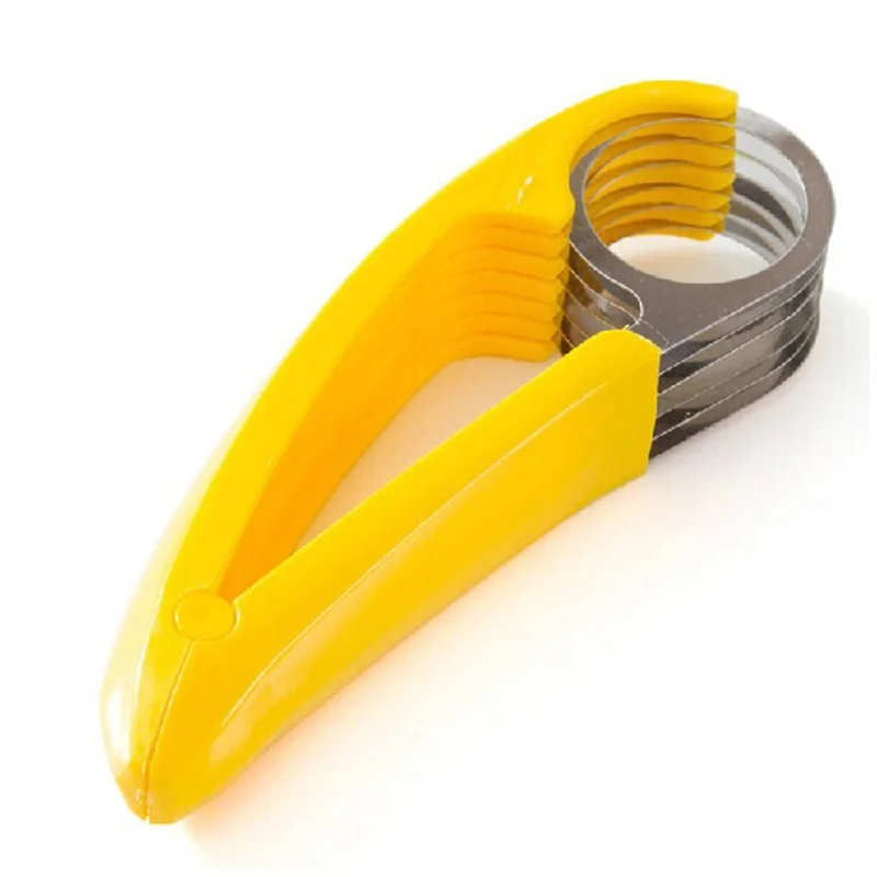 

Stainless Steel Banana Cutter Fruit Vegetable Sausage Slicer Salad Sundaes Tools Cooking Tools Kitchen Accessories Gadgets, Yellow