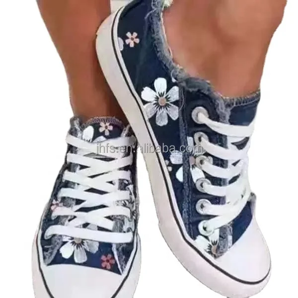 

J&H fashion floral painting canvas trendy shoes women flat casual walking style shoes zapatos de mujer, 4 colors as picture