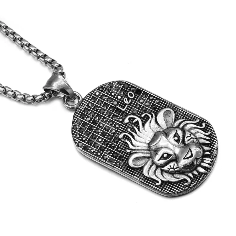 

Casting Stainless Steel 12 Zodiac Signs Amulet Constellations Pendants Necklaces For Men