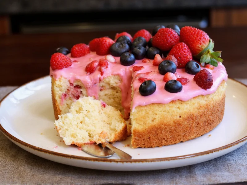 Homemade vanilla cake with fresh berries topping