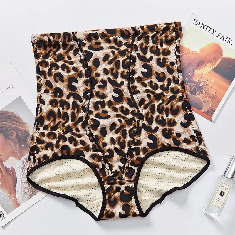 

Postnatal breathable cotton body shaping leopard belt pants