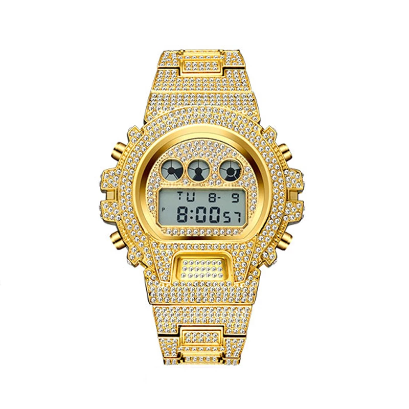 

Blues RTS Hip Hop Shock Digital Luxury LED 18K Gold Male Watches