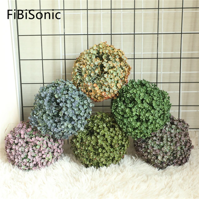 

Plastic Five Petals Flower Artificial Grass Ball Flower Wall Decoration Accessories, As show