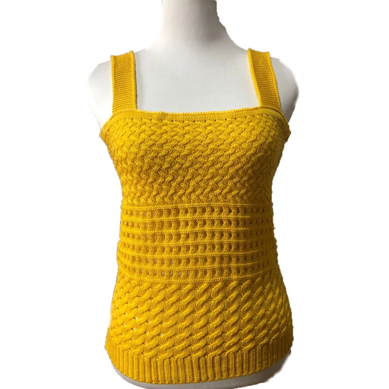 

2021 autumn and winter new women's hollow out suspender knitted vest sexy solid color low breast women's sweater
