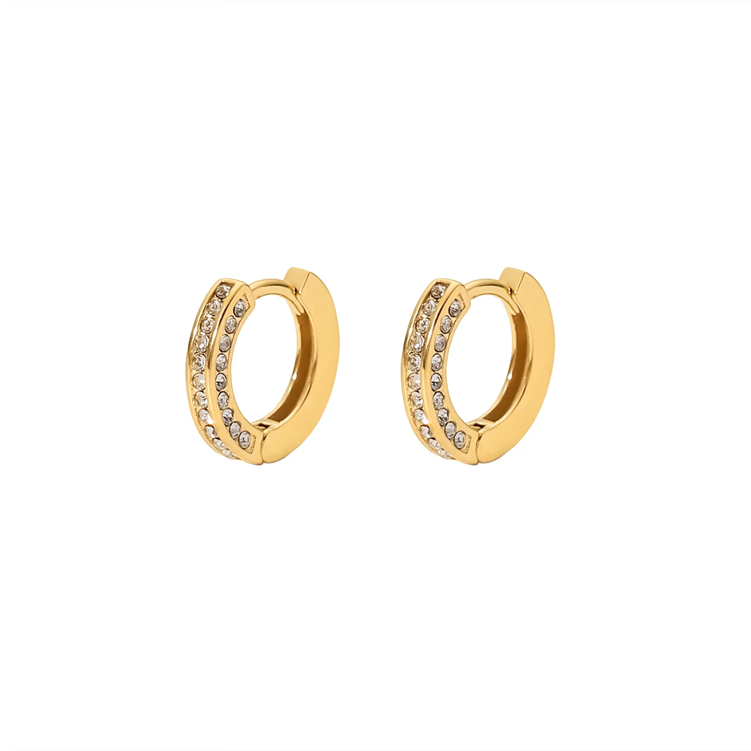 

Minimalist 18K Gold Plated Clear Zircon Hoop Earring Simple Stainless Steel Zirconia Huggie Earring