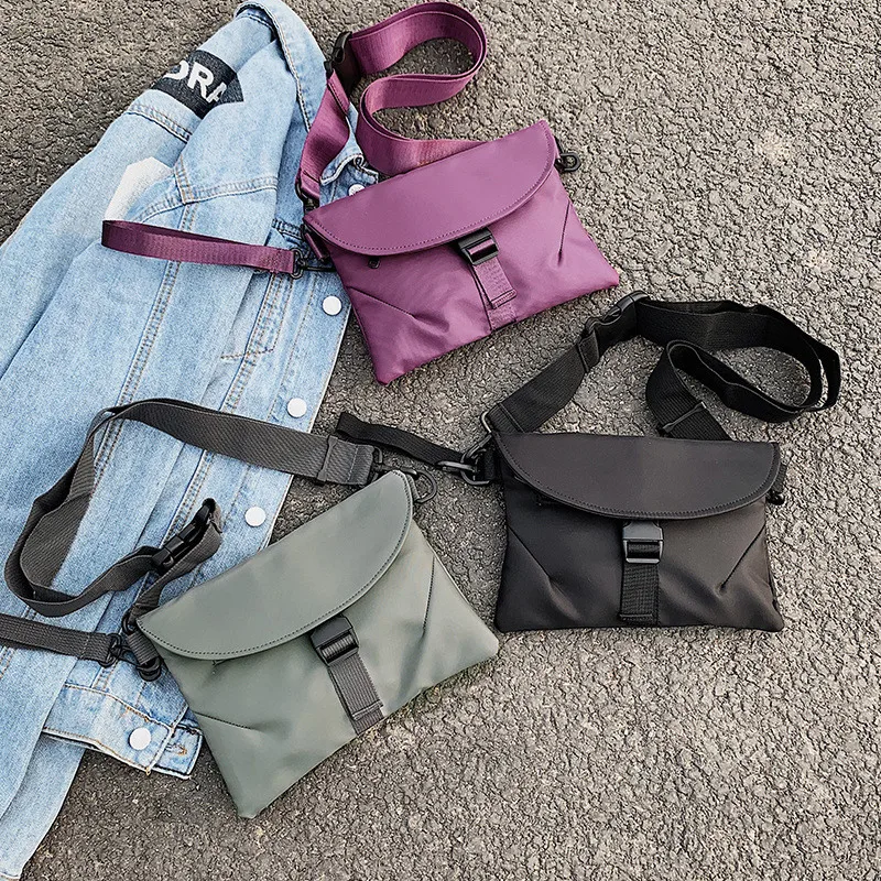 

Custom Nylon Pure Color Multilayer Waterproof Casual Sports Travel Messenger Bag Unisex with Single Handle for Women