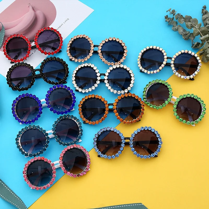 

Fashion Luxury Round Sunglasses Women Vintage Oversized Rhinestone Sun Glasses Men Brand Designer Eyewear Oculos de sol UV400, Customized color