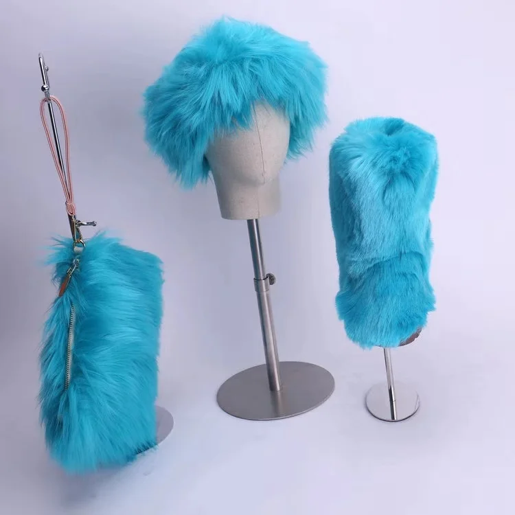 
fashion black ladies faux fur boot set covers vendor 