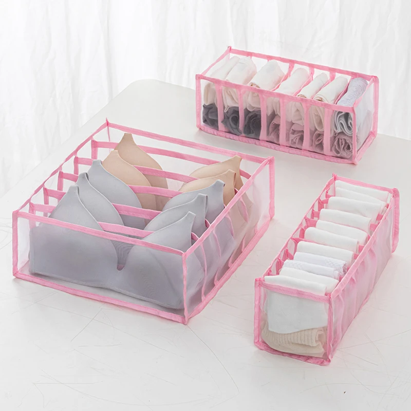 

Household Plastic Underwear Storage Box with Mark Closet Organizer with Cover for Underwear Socks Bra Organizer new, 5 color
