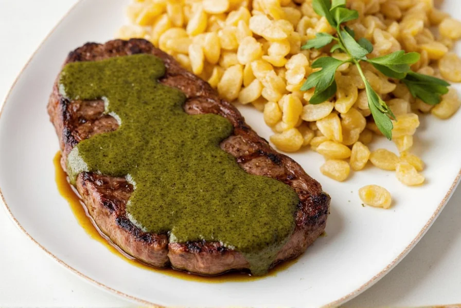 Steak with green peppercorn sauce