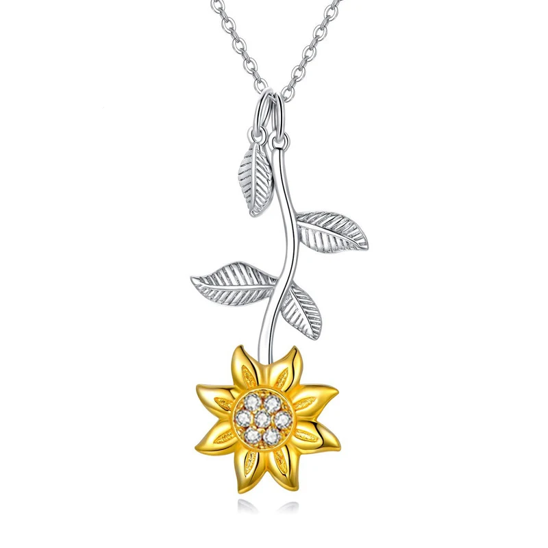 

Rose Valley Sunflower Necklace Hot Selling Jewelry Pendant Gold plated Two Tone Jewel Fashion Gift For Lover YN006