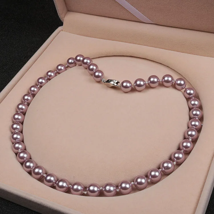 

8mm 6mm 18 inches knotted hawaiian shell pearl necklace