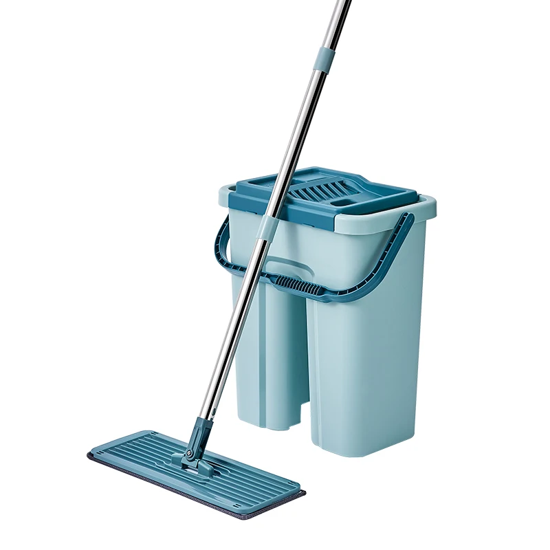 

360 degree Rotation Flat Squeeze Mop Bucket Hand Free Wringing Floor Cleaning Microfiber Mops