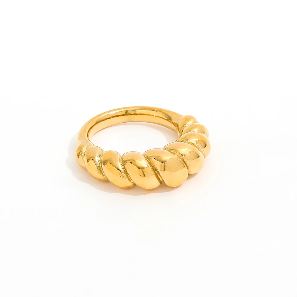 High End 18K Gold Plated Chunky  Croissant Rings for Women Stainless Steel Jewelry