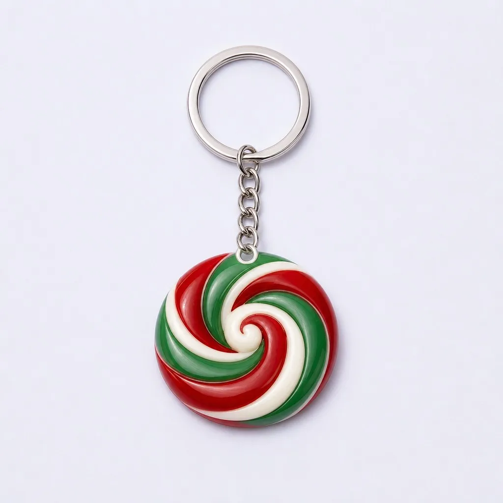 Holiday Tri-Color Swirl Candy Keychain