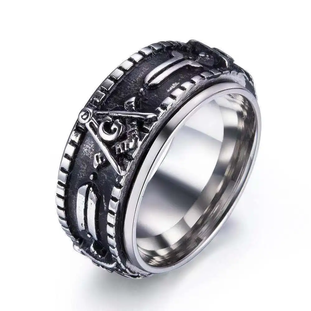

New hot selling fashion simple jewelry stainless steel Masonic Ring for men women