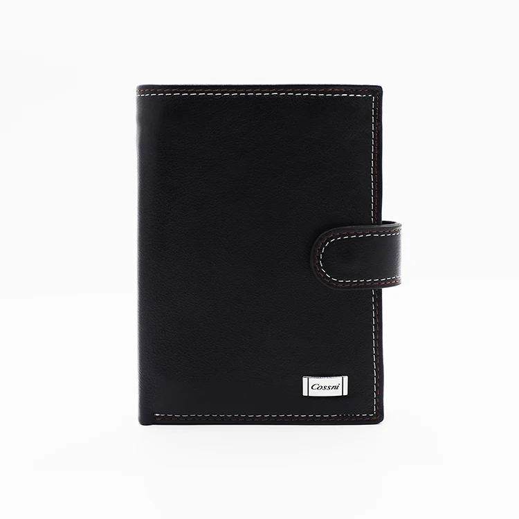 

OEM Handmade Sewing Craft Durable Zipper Genuine Leather Small Short Zip Wallet Purse for Men, Black or customized