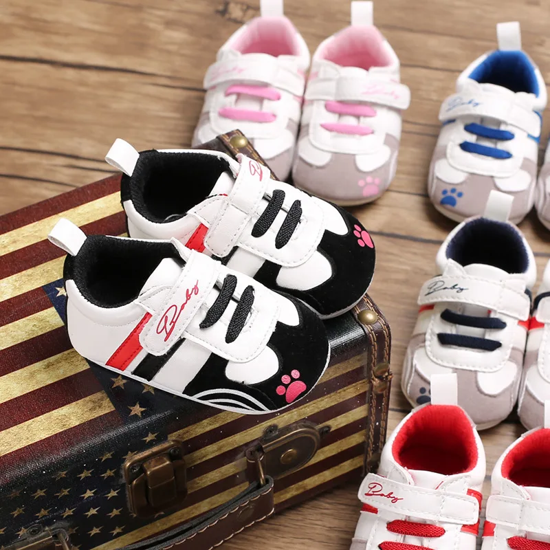 

Drop Shipping Newborn Baby Boy Girl Soft Sole Crib Shoes Anti-slip Sneaker PU Breathable First Walkers 0-18M Sneakers Moccasins