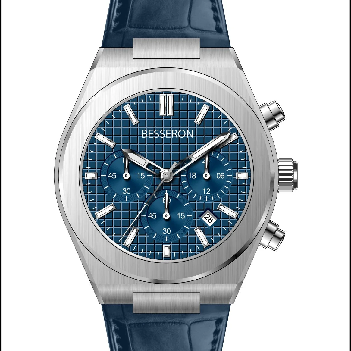 

2022 Besseron Three Dials Stainless Steel Case Wrist Men Leather Watches Casual Quartz Chronograph Man Watch, Customized colors