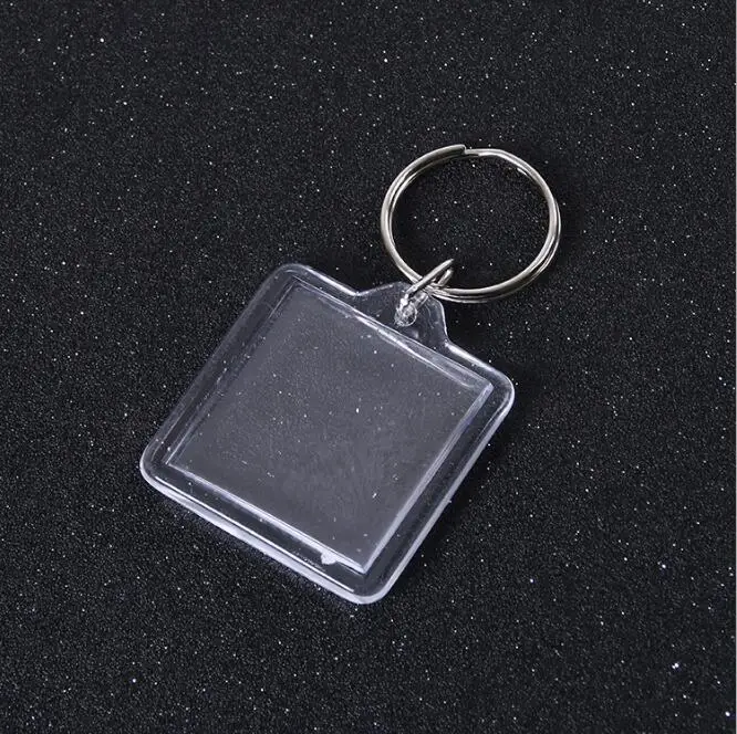 Transparent Acrylic Plastic Blank Photo Insert Key Ring /keychain Gift