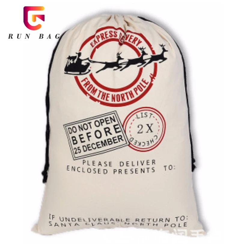 

Wholesale Drawstring Bag Ready To Ship Large Canvas Santa Sack For Christmas, Same as picture
