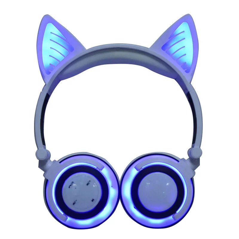 

ready to ship OEM custom led light glowing cat ears best wireless BT headphones import from China, White, blue, pink, purple, green, yellow