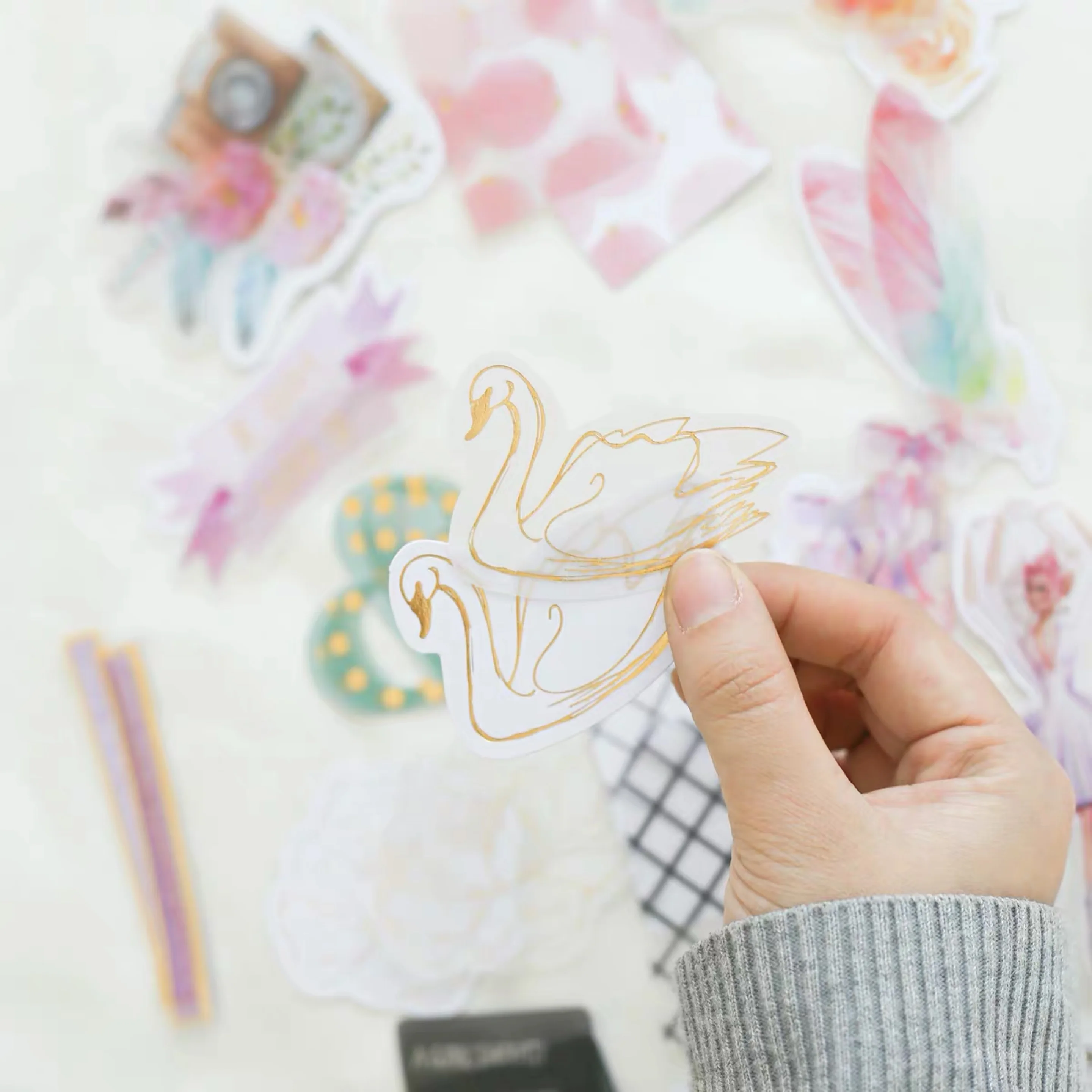 
Customization loose various shapes die cut paper Ephemera with foil for Scrapbook decoration 