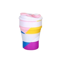 

400ml 100% Food Grade silicone foldable mug Eco-Friendly Reusable silicone collapsible folding cup silicone with Lids